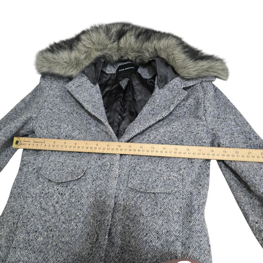 Club Monaco Tweed Melissa Coat Wool Size Medium Gray Blue - Picture 6 of 9